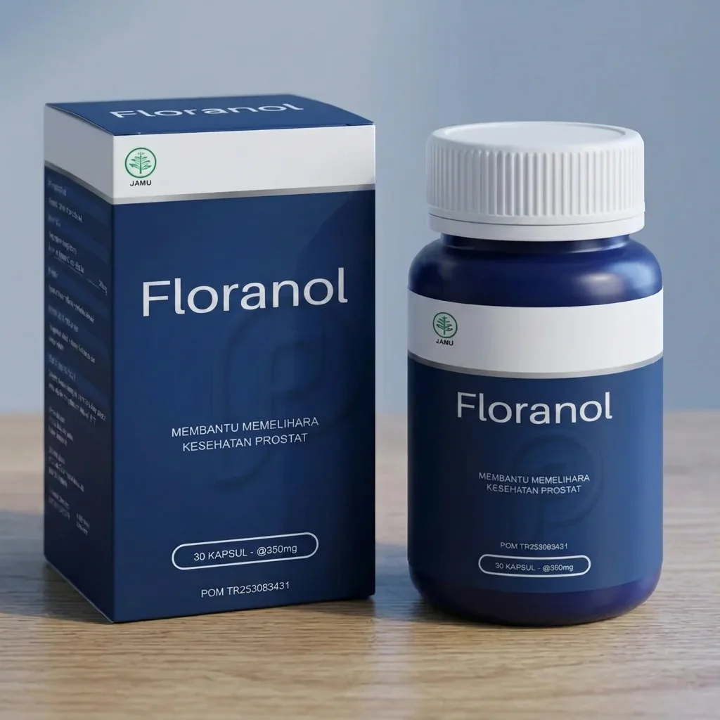 Floranol kotak dan botol di meja